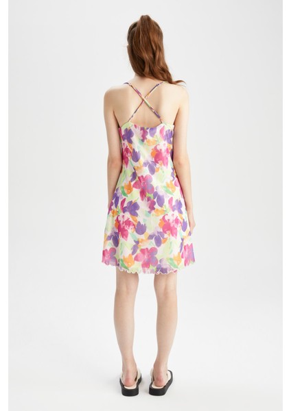 Coool A Kesim Askılı Çiçek Desenli Mini Kısa Kollu Elbise Y7313AZ22SM indirimleri