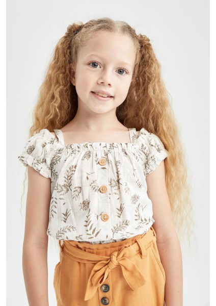 Kız Çocuk Desenli Askılı Bluz V8751A621HS