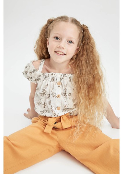 Kız Çocuk Desenli Askılı Bluz V8751A621HS