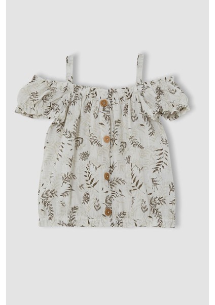 Kız Çocuk Desenli Askılı Bluz V8751A621HS