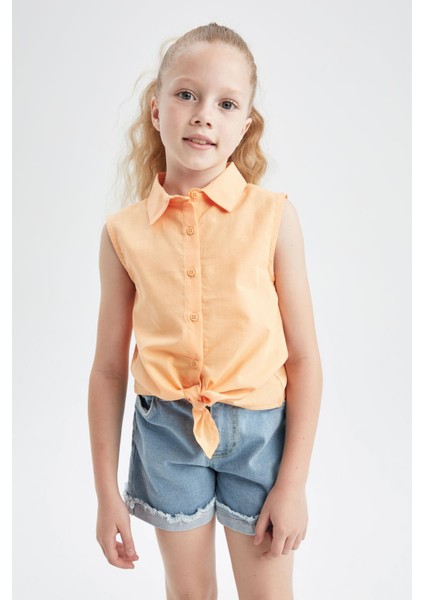 Kız Çocuk Paperbag Fit Yırtık Detaylı Jean Şort Y5324A622SM fiyatları