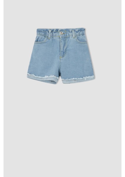 Kız Çocuk Paperbag Fit Yırtık Detaylı Jean Şort Y5324A622SM indirimleri