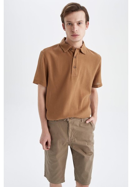 Regular Fit Kısa Kollu %100 Pamuk Gömlek Y1536AZ22HS