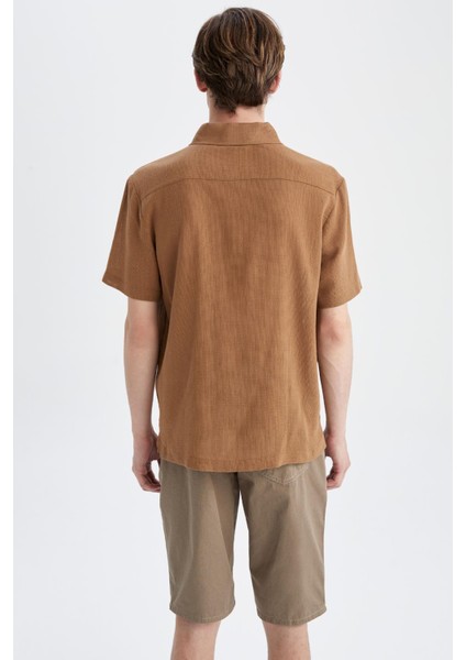 Regular Fit Kısa Kollu %100 Pamuk Gömlek Y1536AZ22HS