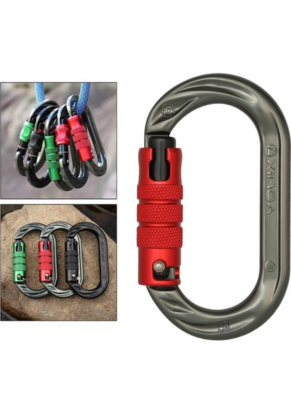 Açık O-Ring Carabiner Alüminyum Alaşım Vidalı Kilitleme Kanca Klipsi Tırmanmak Için Kırpma Gri Kırmızı (Yurt Dışından)