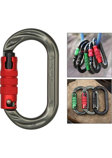 Açık O-Ring Carabiner Alüminyum Alaşım Vidalı Kilitleme Kanca Klipsi Tırmanmak Için Kırpma Gri Kırmızı (Yurt Dışından)