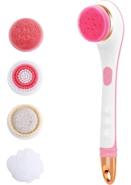 Elektritrikli Uzun Saplı Banyo Fırçası - Pembe (Yurt Dışından)