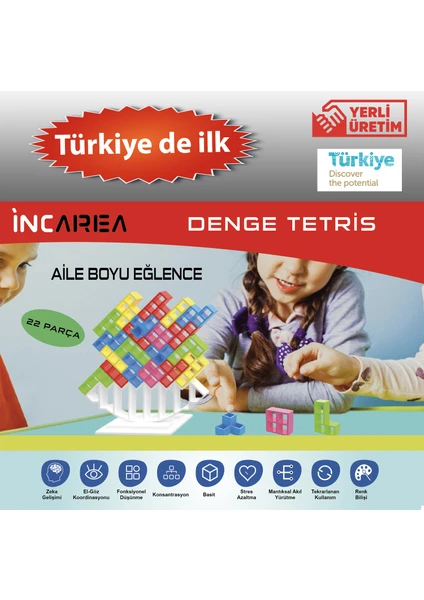 Denge Tetris / Kule - Koordinasyon, Zeka ve Denge Oyunu ( Denge Oyuncağı ) 22 Parça