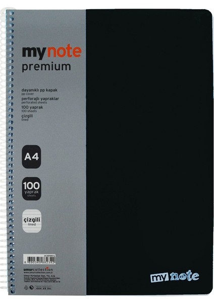 Premium Pp Kapak Spiralli Çizgili Defter A4 160 Yaprak
