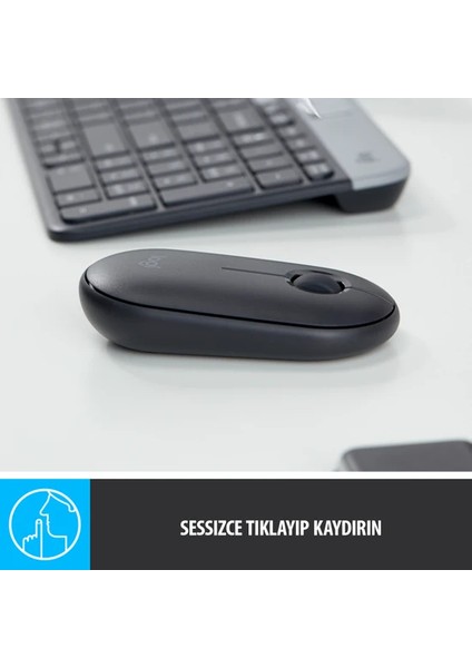 M350 Pebble Sessiz Kablosuz Kompakt Mouse - Siyah (Yurt Dışından)