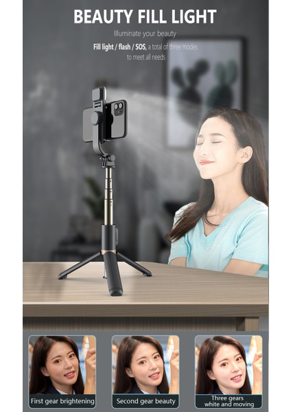 Q02S Hafif Doldurma Bluetooth Selfie Sopa Tripod Cep Telefonu Tutucu - Beyaz (Yurt Dışından)