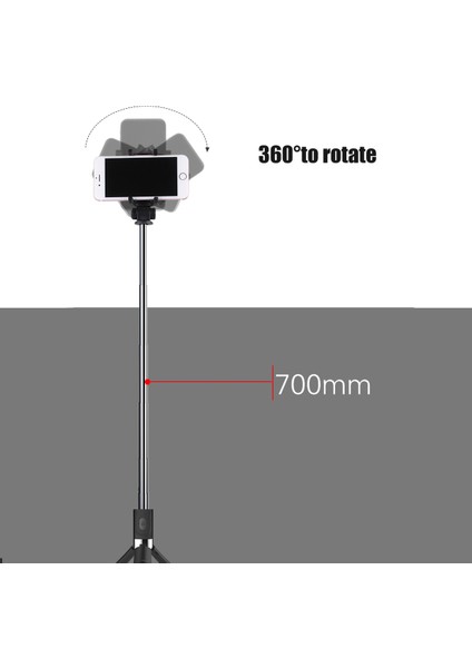 2 In 1 Katlanabilir Bluetooth Deklanşör Uzaktan Selfie Stick Tripod - Siyah (Yurt Dışından)