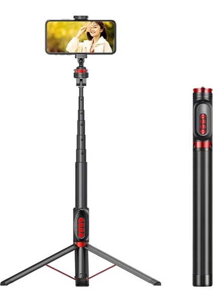 Q03S Hafif Doldurma Bluetooth Selfie Sopa Tripod Cep Telefonu Tutucu - Siyah (Yurt Dışından)