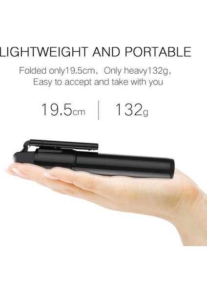 K07 Bluetooth 4.0 Cep Telefonu Ayarlanabilir Bluetooth Selfie Stick Zamanlayıcı Kutup Tripod - Siyah (Yurt Dışından)
