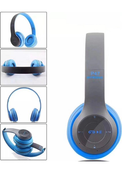 P47 Bluetooth Kablosuz Kulaklık - Mavi (Yurt Dışından)