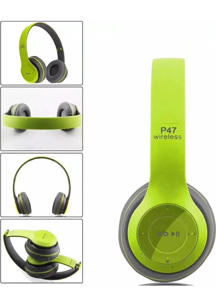 P47 Bluetooth Kablosuz Kulaklık - Yeşil (Yurt Dışından)