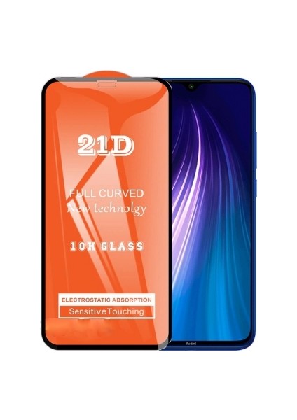 Xiaomi Redmi Note 8 Ekran Koruyucu 21D Tam Kaplayan Kavisli