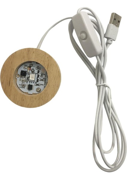 Ahşap LED Gece Işık Taban Yuvarlak USB Ekran Standı Kristaller Cam El Sanatları Için 12 cm (Yurt Dışından)