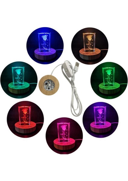 Ahşap LED Gece Işık Taban Yuvarlak USB Ekran Standı Kristaller Cam El Sanatları Için 12 cm (Yurt Dışından) fırsatları