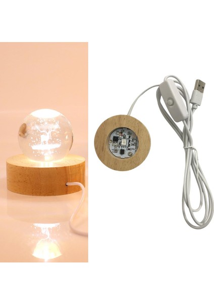 Ahşap LED Gece Işık Taban Yuvarlak USB Ekran Standı Kristaller Cam El Sanatları Için 12 cm (Yurt Dışından) indirimleri