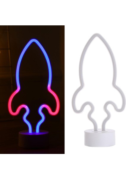 LED Roket Şekli Neon Işık Renkli Duvar Lambası Noel Dekor Beyaz (Yurt Dışından) fiyatları