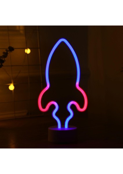 LED Roket Şekli Neon Işık Renkli Duvar Lambası Noel Dekor Beyaz (Yurt Dışından) fırsatları