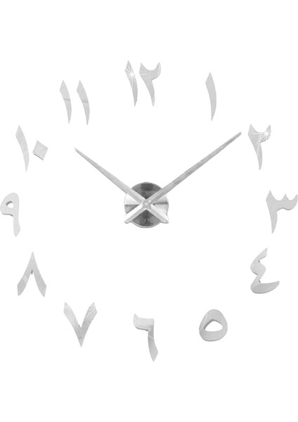 3D Duvar Saati Çerçevesiz Ayna Numarası Sticker Oturma Odası Gümüş Için (Yurt Dışından)