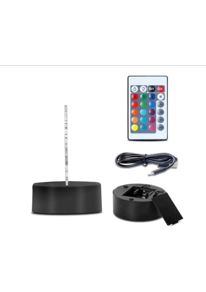 3D Renk Değiştiren Gece Lambası - Siyah (Yurt Dışından) fiyatları