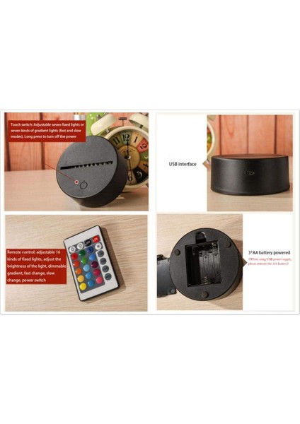 3D Renk Değiştiren Gece Lambası - Siyah (Yurt Dışından) indirimleri