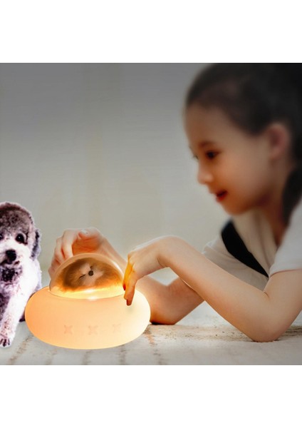 Silikon Gece Lambası USB Şarj Edilebilir Nightlight Ev Çocuk Yatak Odası Dekor Köpek (Yurt Dışından)