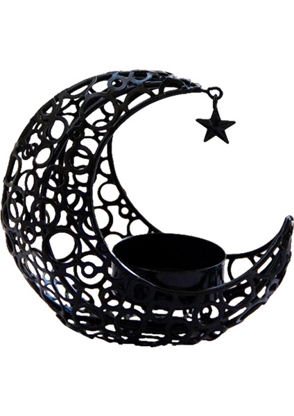Eid Ay Yıldız Şamdan Masaüstü Ramazan Dekorasyon Hediye Mumluk Siyah (Yurt Dışından)