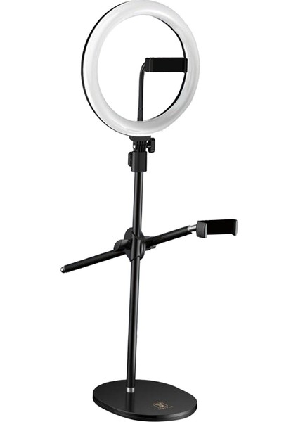 10 "led Halka Işık Kiti ile Standı ile Dim Makyaj Telefon Kamera Youtube Çift Telefon Tutucu (Yurt Dışından)