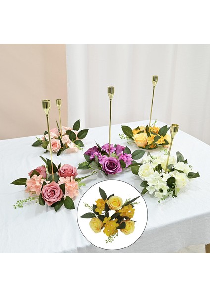 20CM Sütun Mum Yüzük Çelenk Masa Çiçek Çiçek Çelenk Centerpieces Dekor Mor(Yurt Dışından)