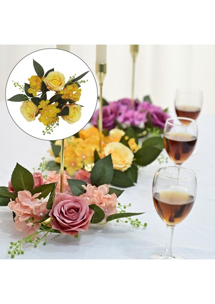 20CM Sütun Mum Yüzük Çelenk Masa Çiçek Çiçek Çelenk Centerpieces Dekor Mor(Yurt Dışından)