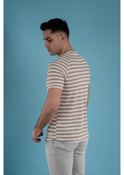 Slimfit Çizgili Örgü Pamuklu Erkek T-Shirt indirimleri