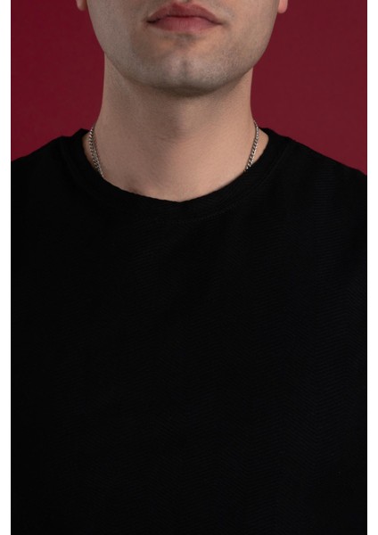 Slimfit Kendinden Desenli Erkek Penye T-Shirt fırsatları