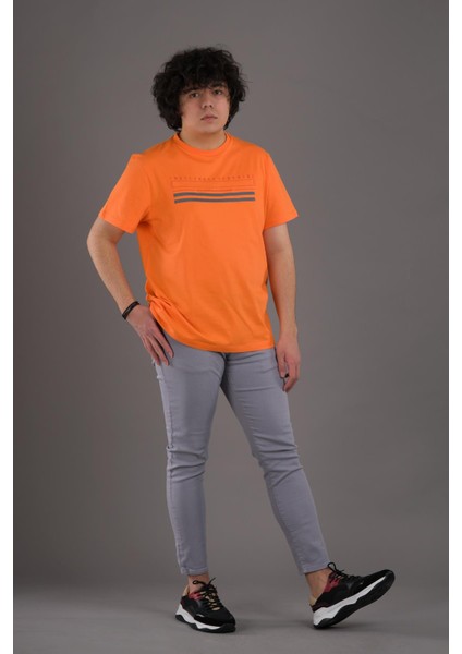 Slimfit Baskılı Sıfır Yaka Erkek Penye T-Shirt