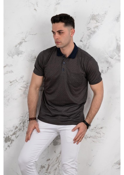 Polo Yaka Cepli Klasik Kesim Desenli Erkek T-Shirt