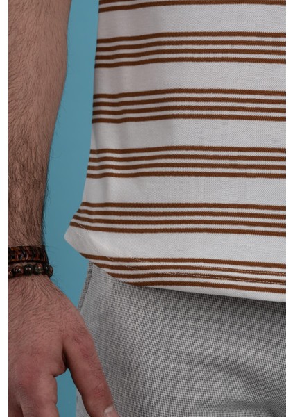 Slimfit Çizgili Örme Kumaş Erkek T-Shirt modelleri