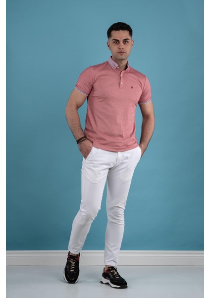 Slimfit Polo Yaka Düğmeli Merserize Kumaş Erkek T-Shirt