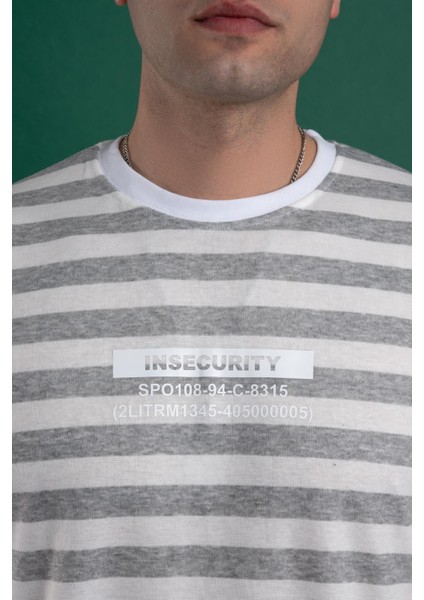 Oversize Çizgili Pamuklu Erkek T-Shirt modelleri