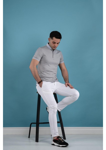 Slimfit Polo Yaka Düğmeli Merserize Kumaş Erkek T-Shirt