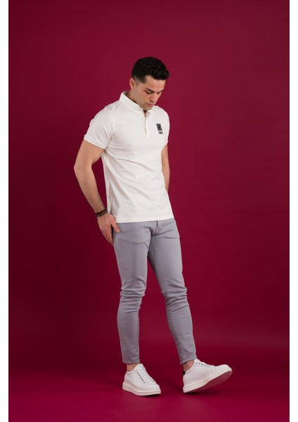 Slimfit Polo Yaka Penye Pamuklu Erkek T-Shirt