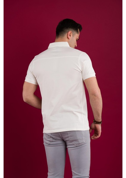 Slimfit Polo Yaka Penye Pamuklu Erkek T-Shirt fırsatları
