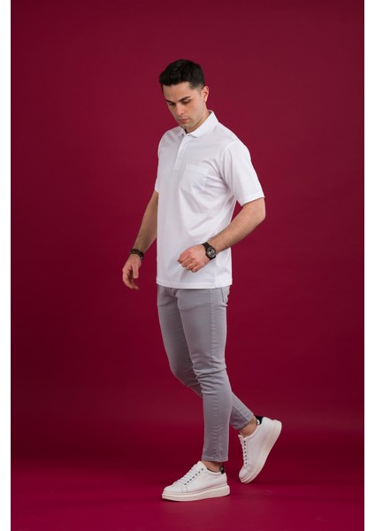 Klasik Kalıp Polo Yaka Cepli Merserize Erkek T-Shirt