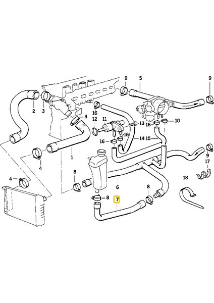 Bmw Uyumlu E36 M50 Motor Yedek Su Depo Hortumu 11531730351 fiyatları