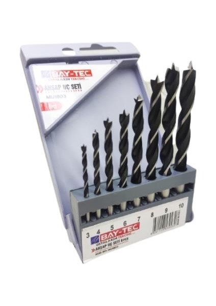 MU1803 Ahşap Matkap Uç Seti Takımı 8 Parça 3-10MM