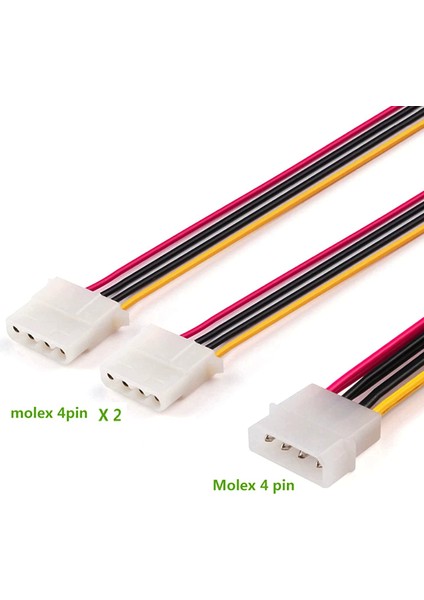 Molex Splitter Kablo 4 Pin Molex Güç Uzatma Kablosu Molex Power Çoklayıcı 4pin Erkek Çift 4pin Dişi