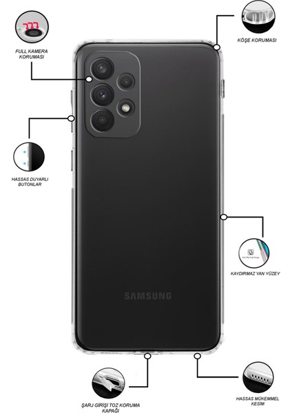 Samsung Galaxy A23 Kapak Tıpalı Kamera Korumalı Şeffaf Premier Silikon Kılıf fiyatları