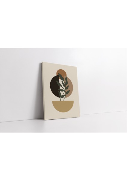 Modern Desenler ve Yaprak Kanvas Tablo